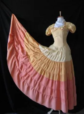 30s Evening Dress 40s Debutante Dress Vintage Tiered Full Skirt Maxi Garden Party Women Sunset Colors Ombre VFG Extra Small Small