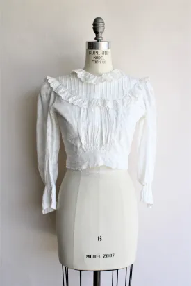 Antique 1890s Victorian White Cotton Blouse