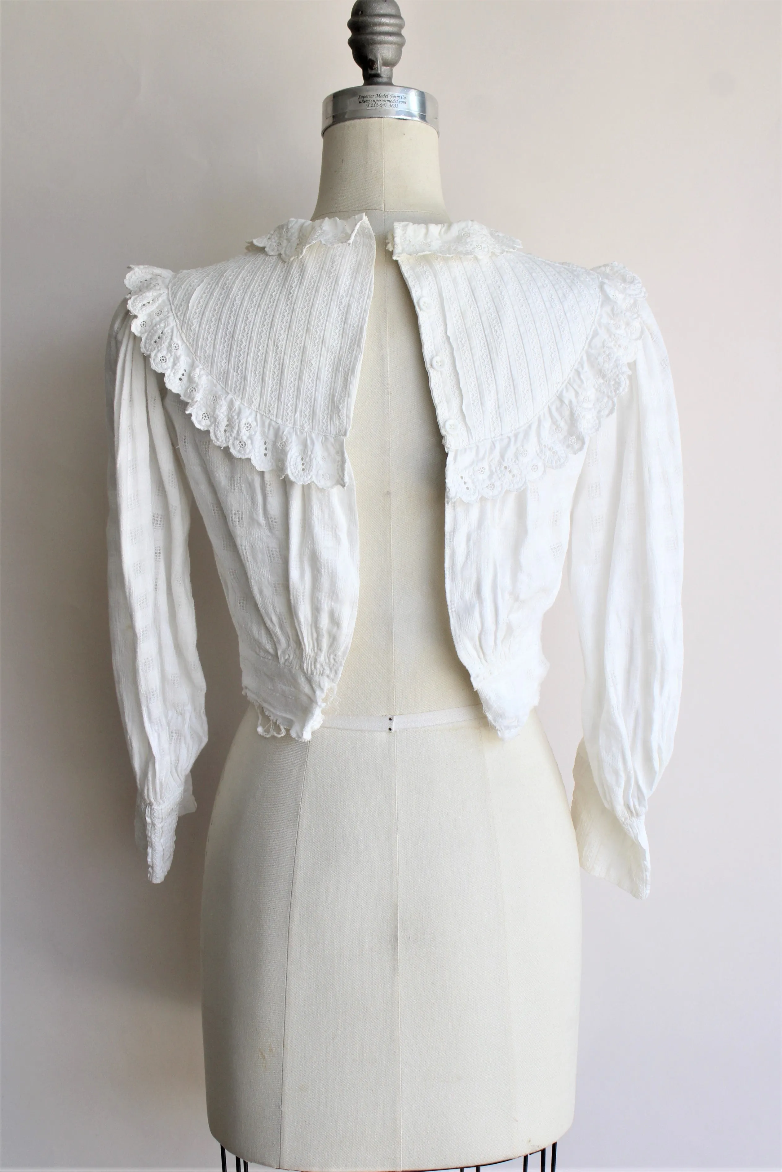 Antique 1890s Victorian White Cotton Blouse