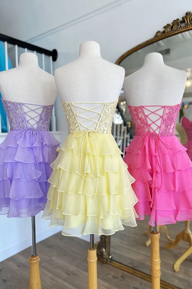 Cute A Line Sweetheart Hot Pink Chiffon Short Homecoming Dresses VK073124