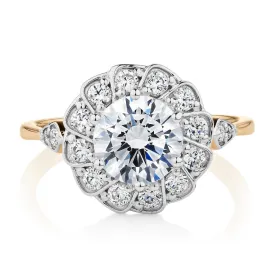 Dress ring with 2.16 carats* of diamond simulants in 10 carat yellow and white gold