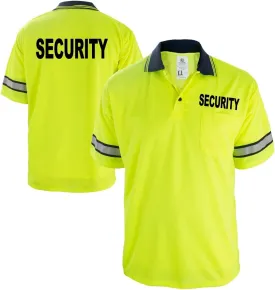 First Class Men's High Visibility Regular Fit Security and Plain Polo Shirt with Reflective Stripes Yellow/Lime ANSI