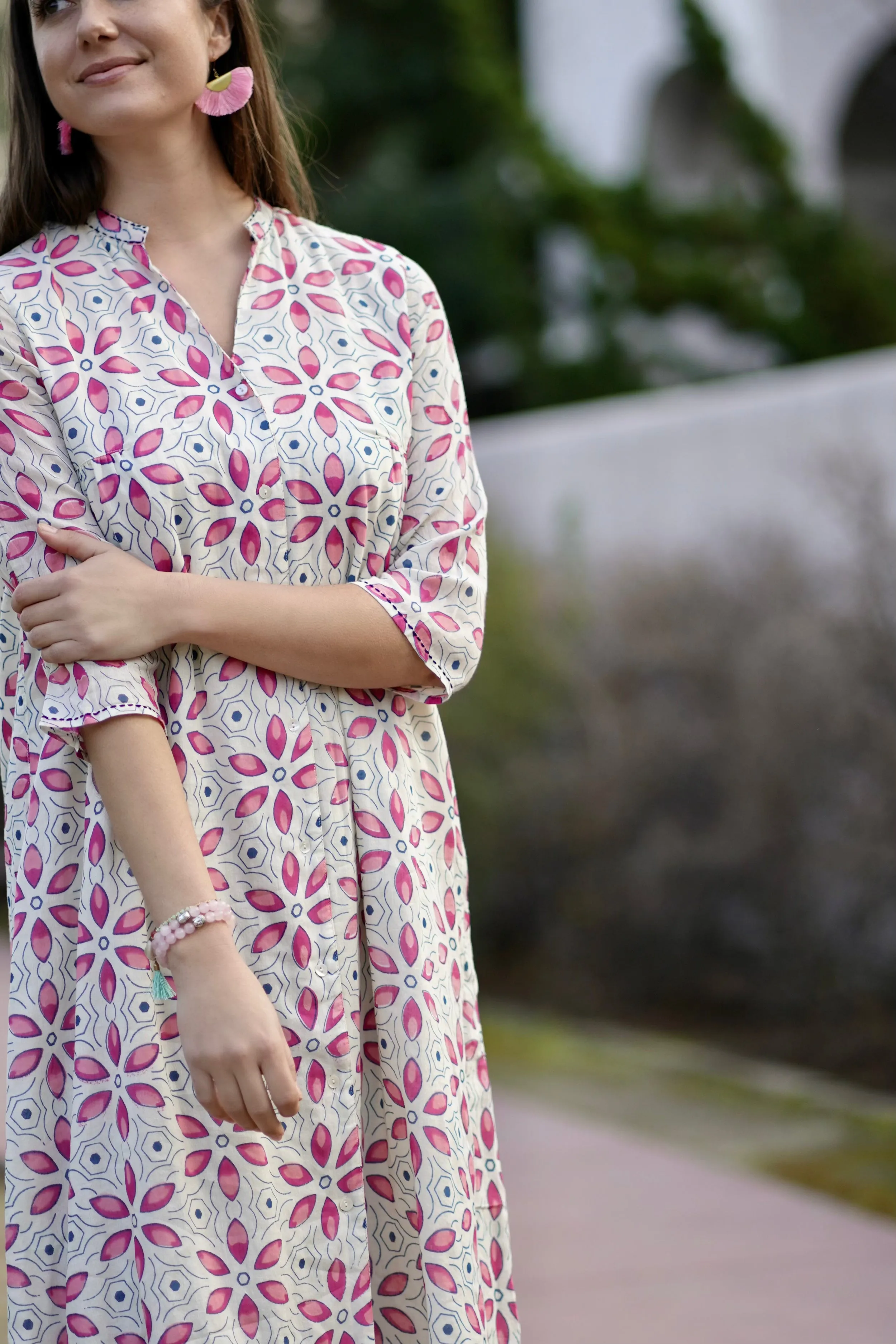 Heather Cotton Dress Pink Blue