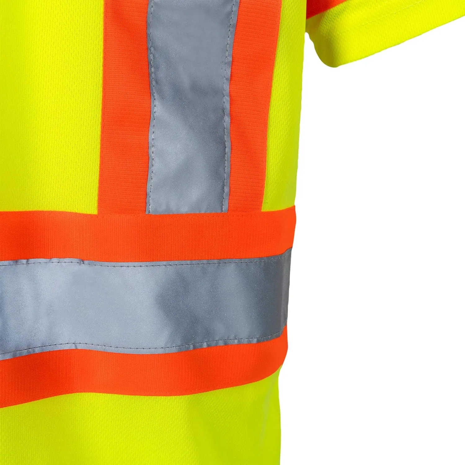 JORESTECH Polo Shirt Short Sleeve with Reflective Tape anf High Vis Yellow Contrast Strips and X on The Back