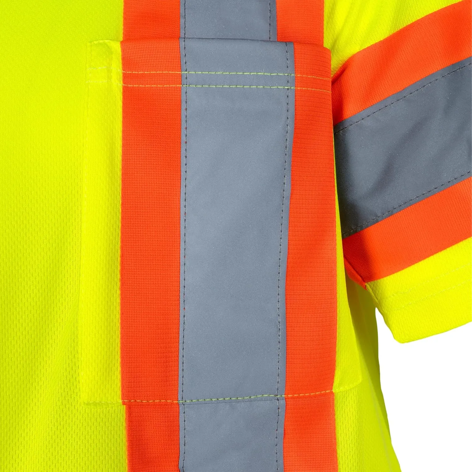 JORESTECH Polo Shirt Short Sleeve with Reflective Tape anf High Vis Yellow Contrast Strips and X on The Back