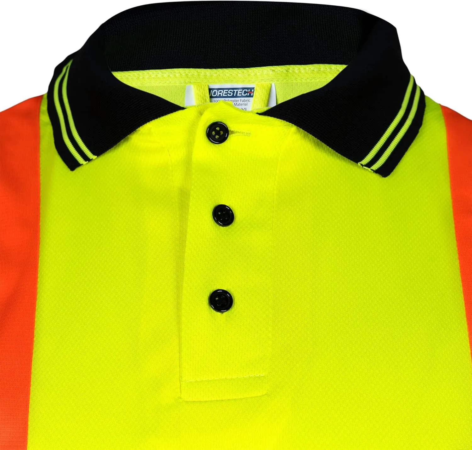 JORESTECH Polo Shirt Short Sleeve with Reflective Tape anf High Vis Yellow Contrast Strips and X on The Back
