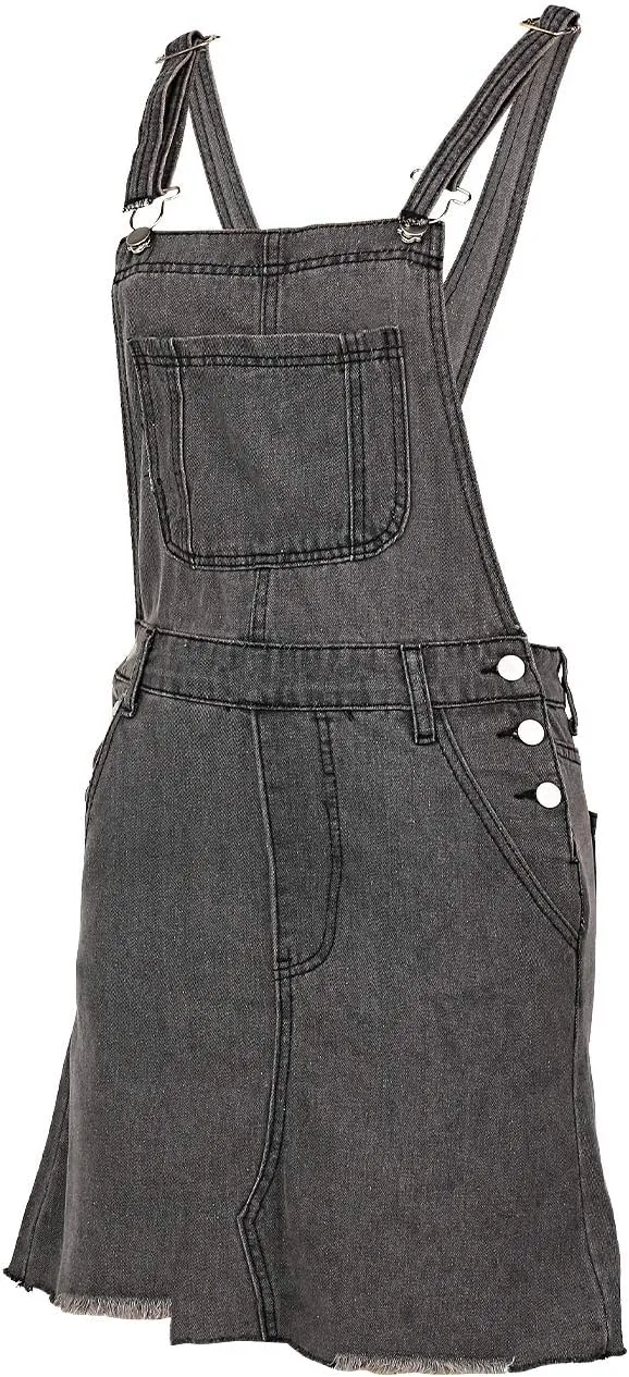 lisenraIn Denim Overall Dress for Women Casual Adjustable Strap Bib Dress Summer Independence Day Dress with Pockets
