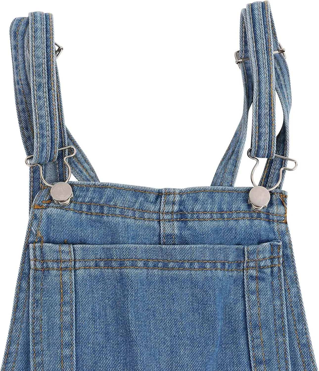 lisenraIn Denim Overall Dress for Women Casual Adjustable Strap Bib Dress Summer Independence Day Dress with Pockets