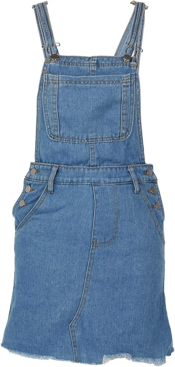 lisenraIn Denim Overall Dress for Women Casual Adjustable Strap Bib Dress Summer Independence Day Dress with Pockets