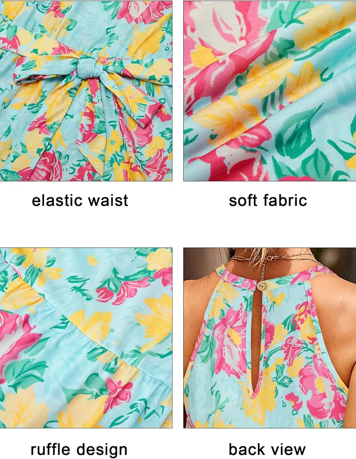 Newshows Womens 2025 Summer Dresses Halter Casual Beach Vacation Wedding Guest Belted Sundresses with Pockets