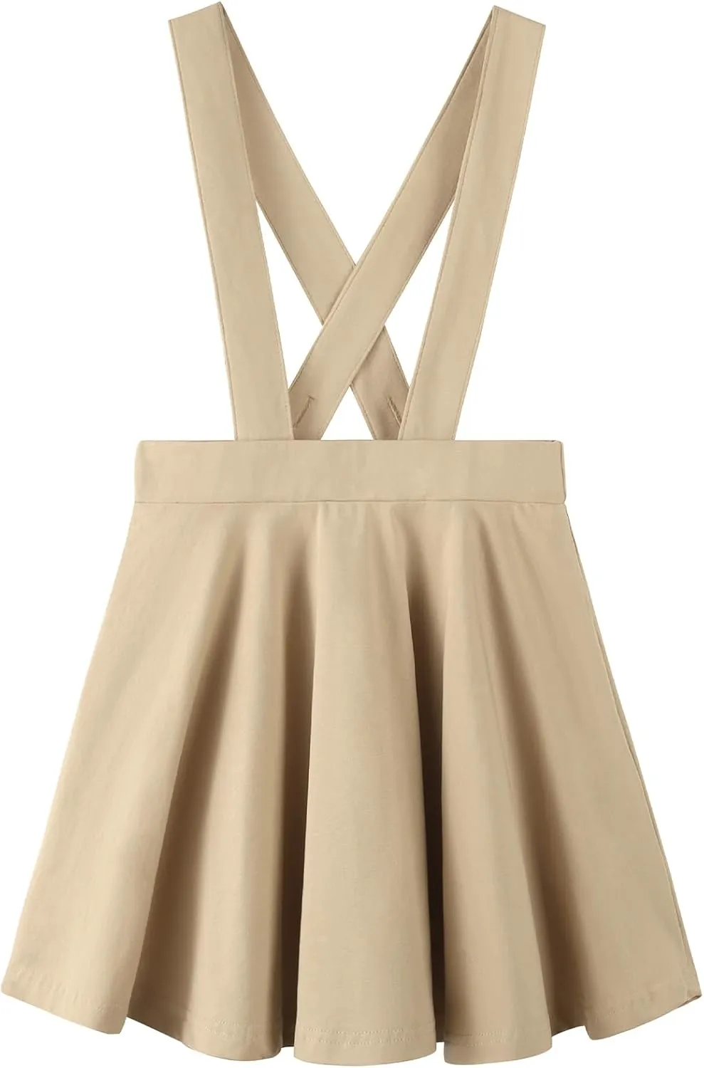 Noomelfish Girls Suspender Skater Skirt Stretchy Cotton Flared Overall Dress (4-12 Years)