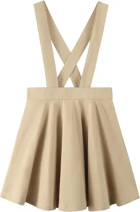 Noomelfish Girls Suspender Skater Skirt Stretchy Cotton Flared Overall Dress (4-12 Years)