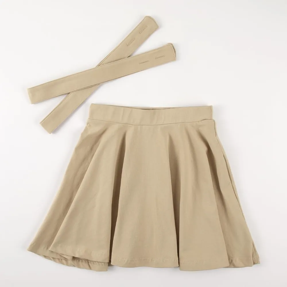 Noomelfish Girls Suspender Skater Skirt Stretchy Cotton Flared Overall Dress (4-12 Years)