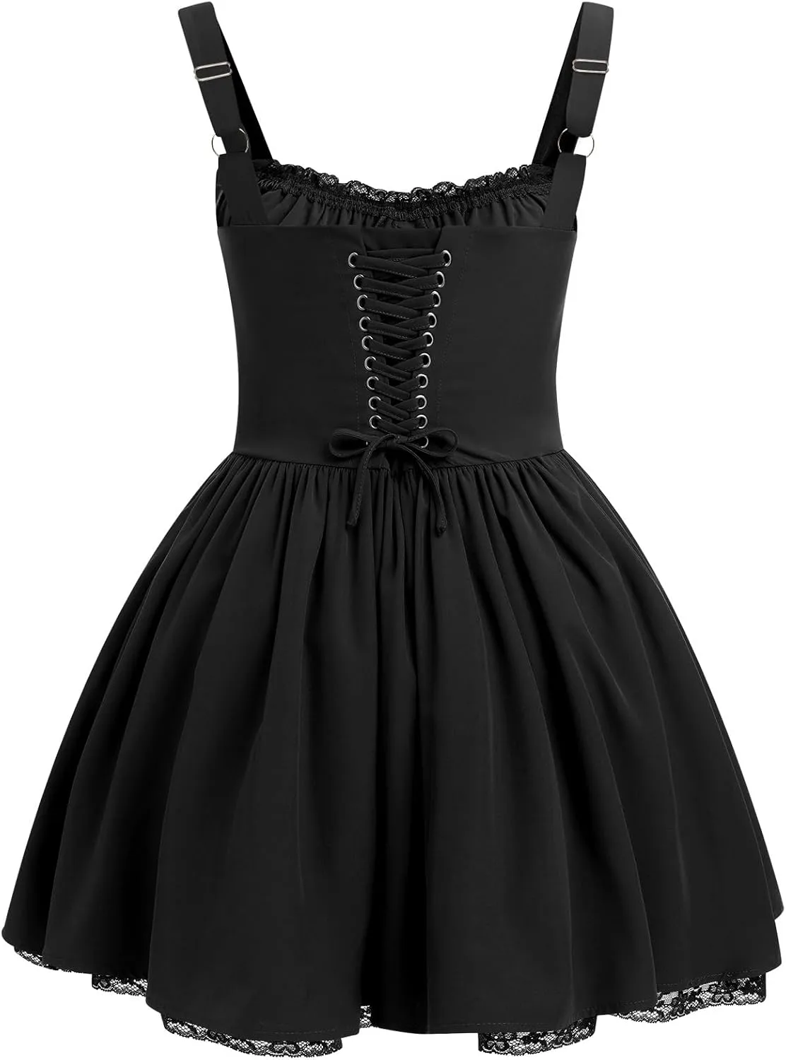 OBEEII Womens Corset Mini Dress Sexy Sleeveless Backless Low Cut Lace Short Dress Ruffle Summer Sundress