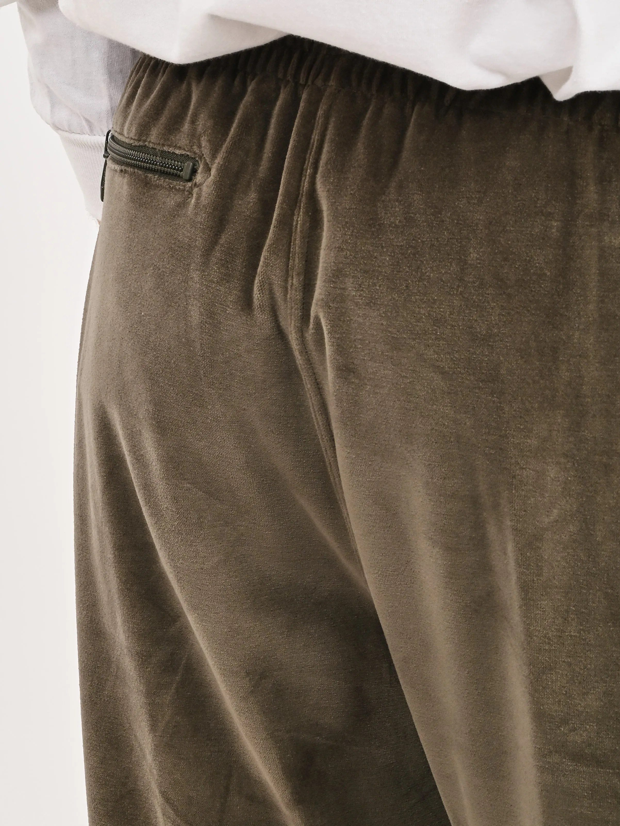 Olive Velour Narrow Track Pant