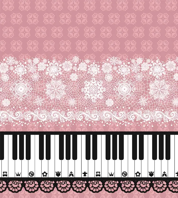 Original Design Sweet Snowflake and Piano Key Printed Short Lolita Skirt with Lace Trimming