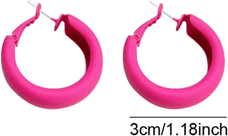 Retro Fashion Exaggerated Geometric Large Round Pink Hoop Earrings Candy Color Earrings for Woman Party Jewelry