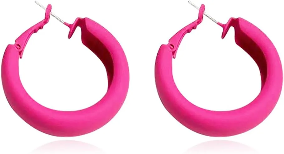 Retro Fashion Exaggerated Geometric Large Round Pink Hoop Earrings Candy Color Earrings for Woman Party Jewelry