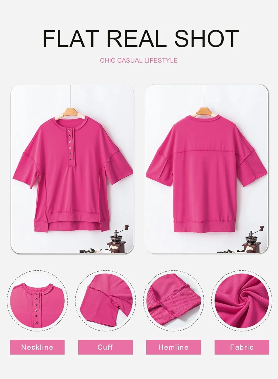 SHEWIN Women's Fashion Oversized T Shirts Casual Short Sleeve Reverse Seam Summer Tops Tees