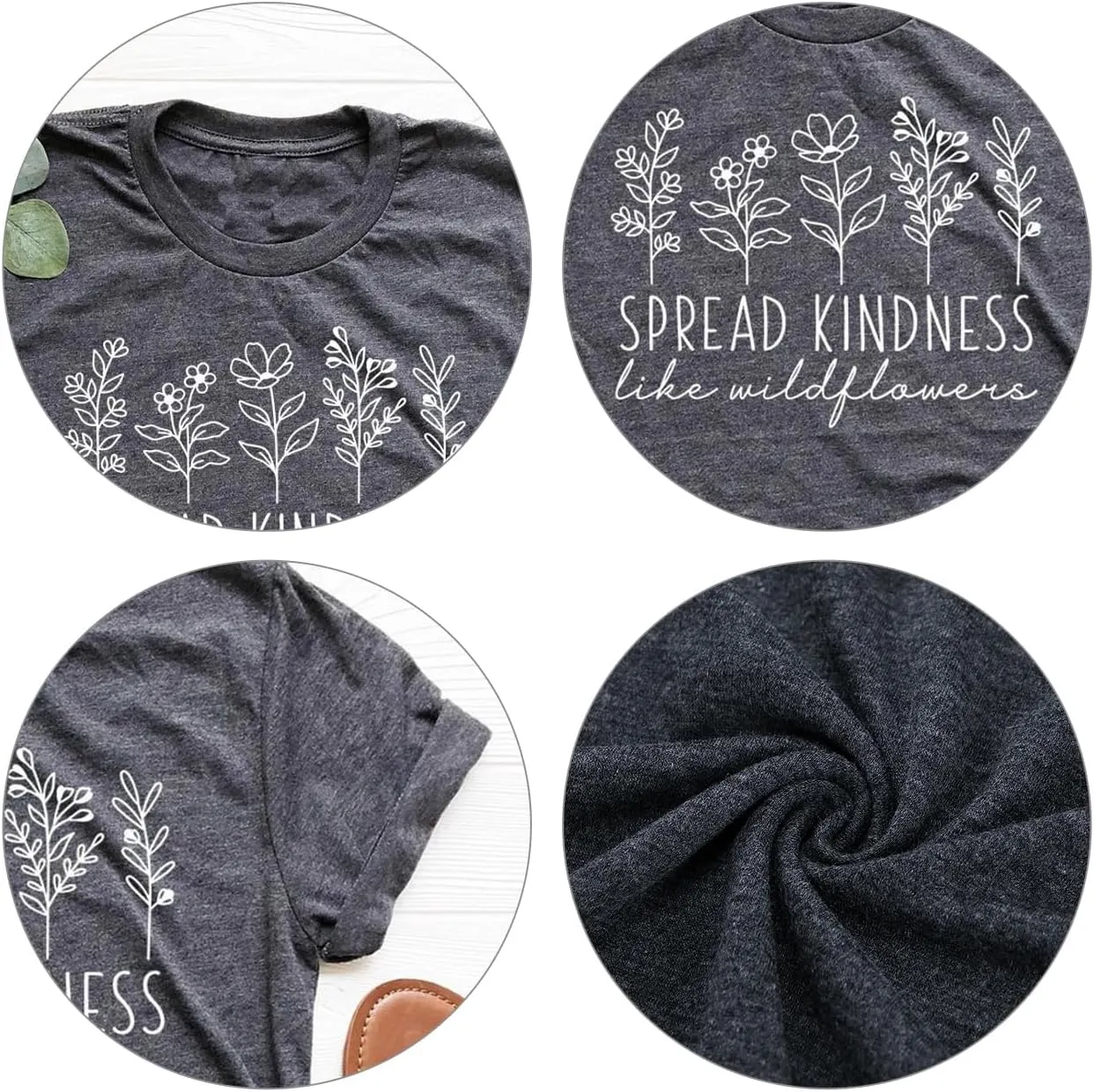 Teacher Shirts for Women Spread Kindness Like Wildflower T-Shirt Casual Plant Lover Tee Tops
