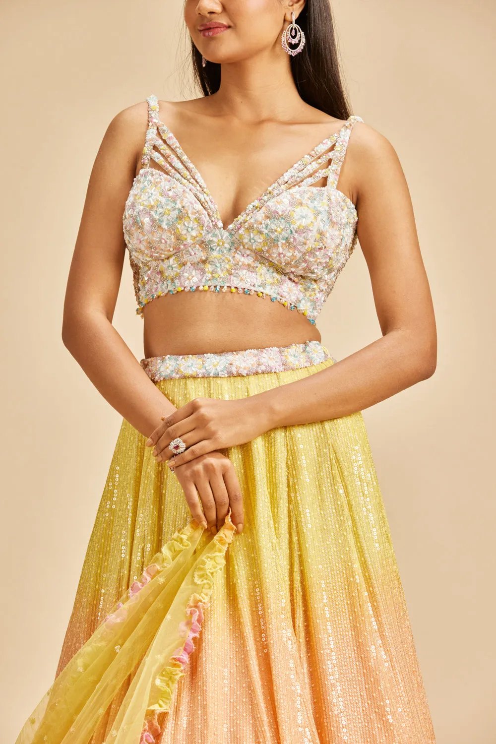 Tripple Shaded Lehenga Set