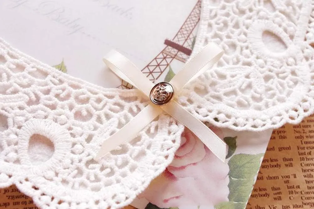 Vpang Detachable Blouse False Collar Sweet Lace Flowers Fake Collar Choker Peter Pan Necklace