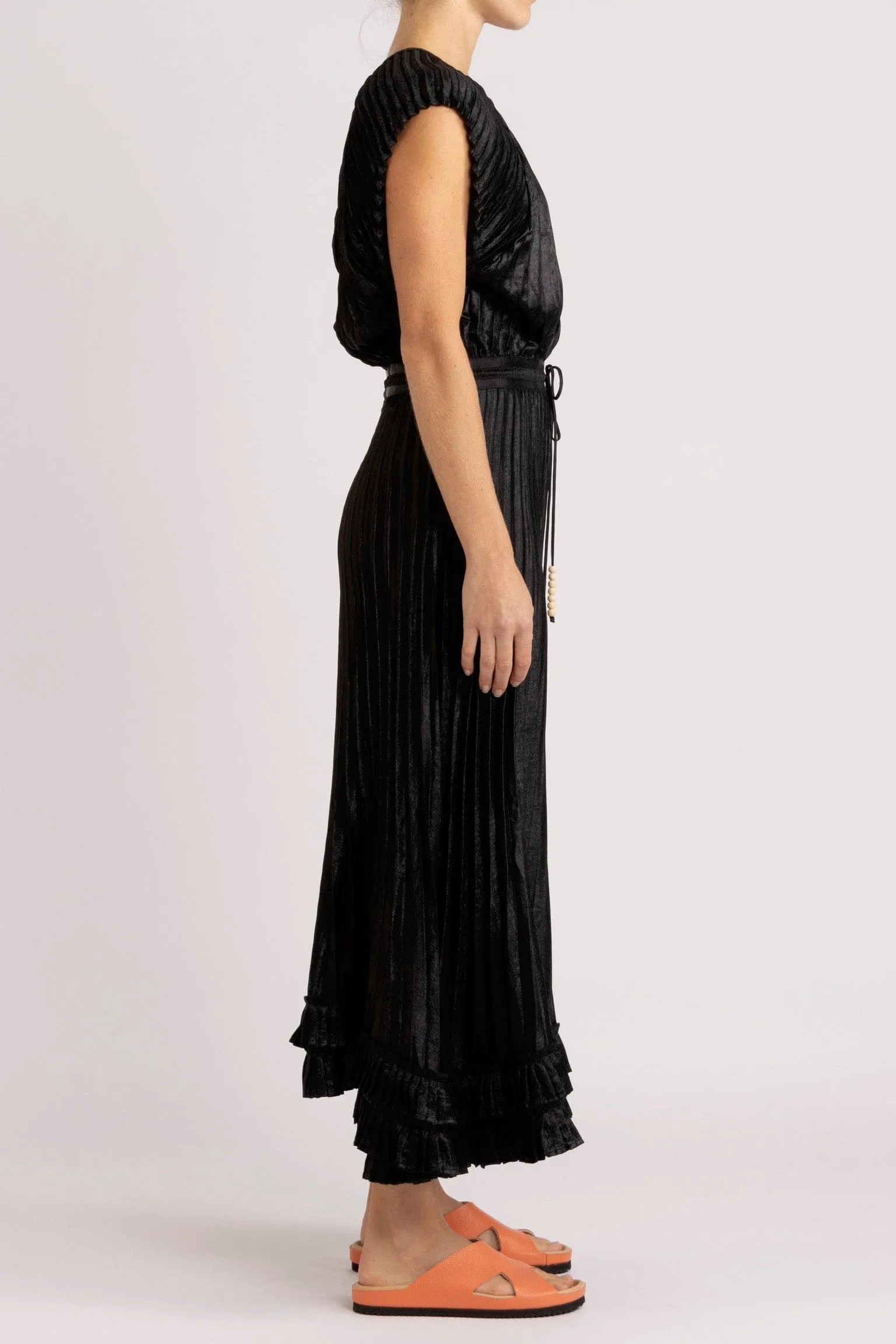 Wanda Pleated Lamé Dress