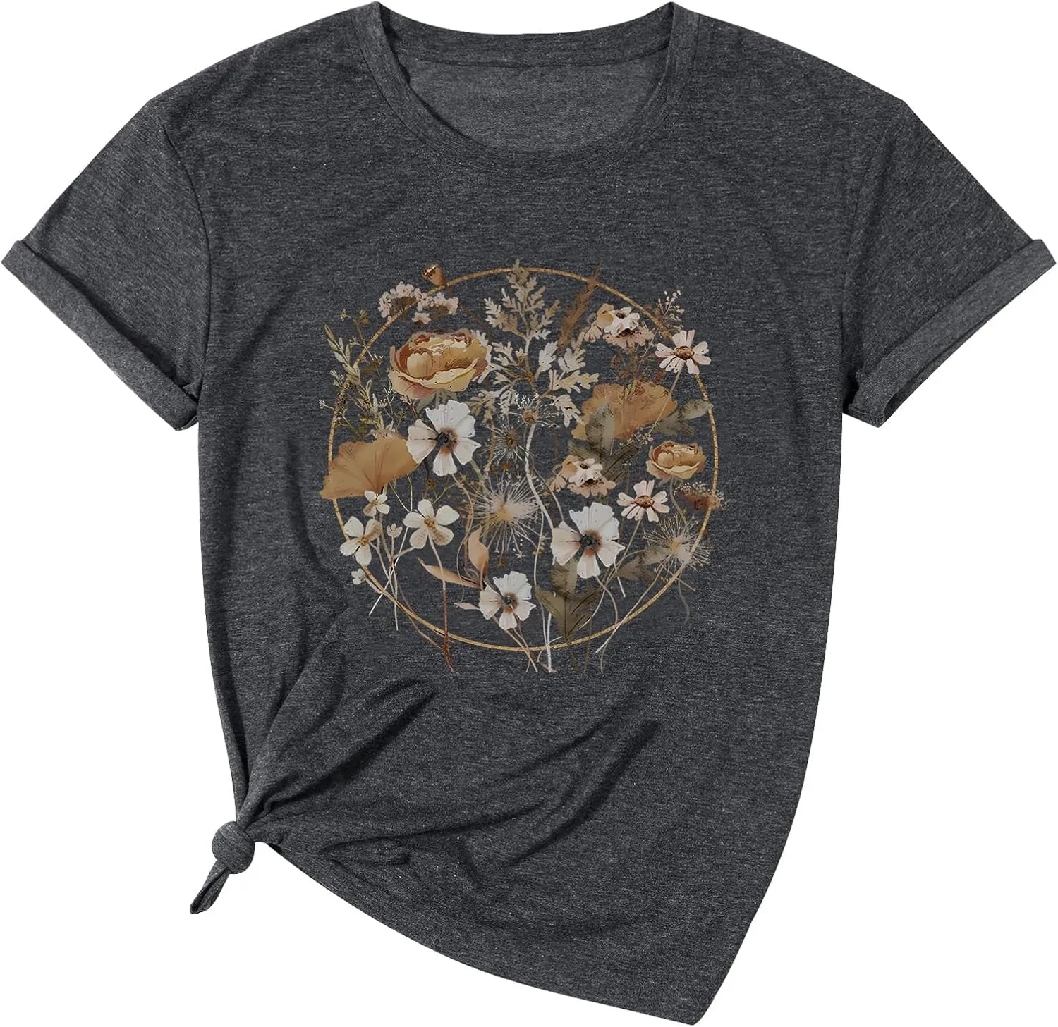 Wildflower Shirt Women Floral Boho Daisy Nature Butterfly Printed Graphic Tees Tops Garden Botanical Flowers Lover T Shirts