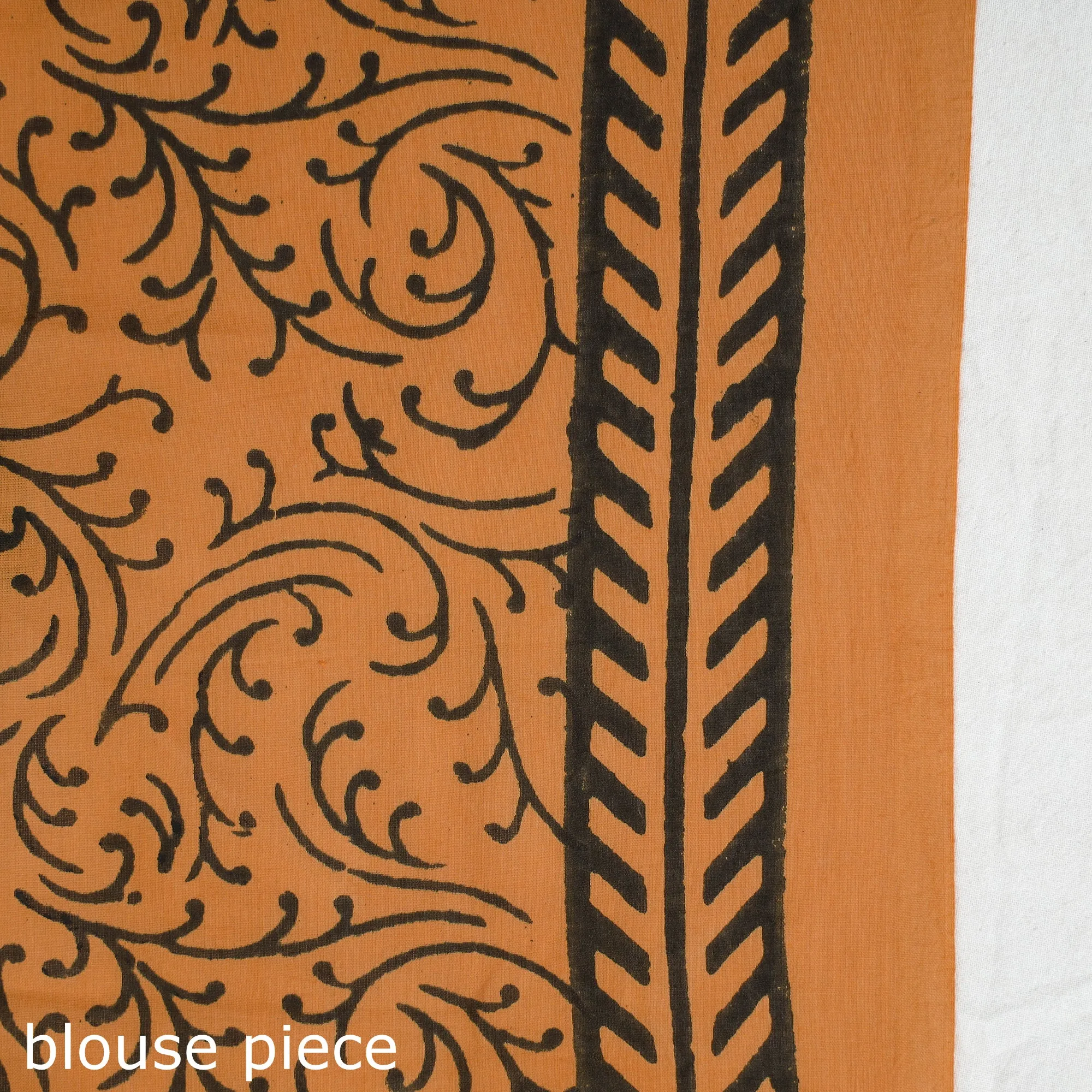 Yellow - Bagru Ajrakh Block Printed Mul Cotton Saree