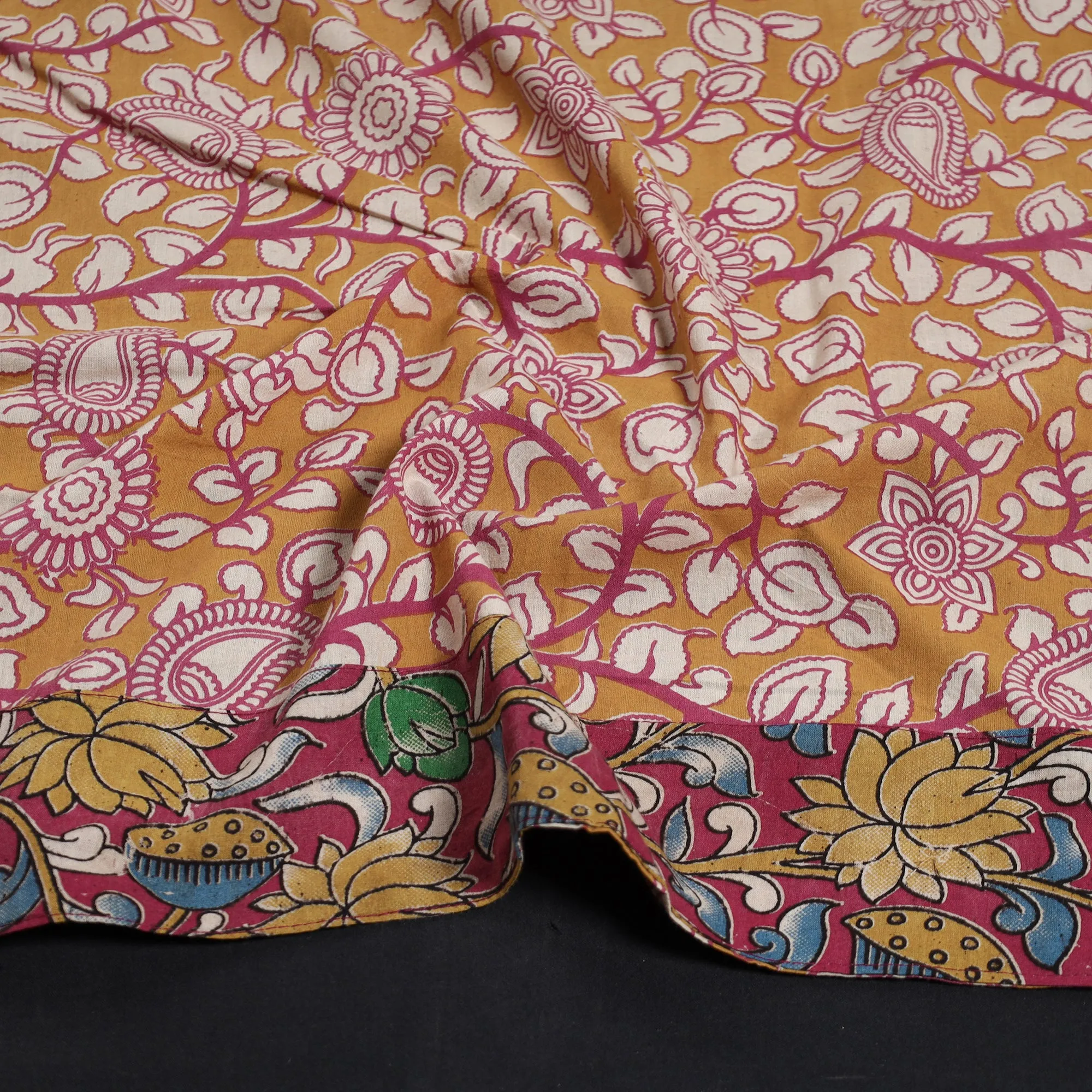 Yellow - Kalamkari Printed Cotton Blouse Piece