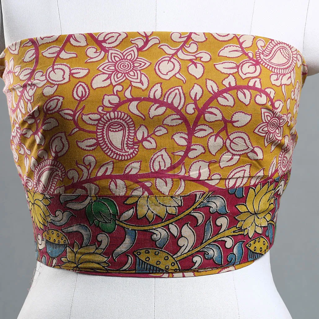 Yellow - Kalamkari Printed Cotton Blouse Piece