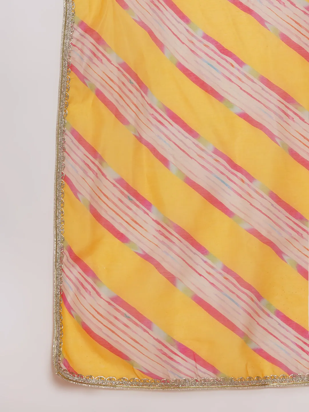 Yellow Leheriya Printed Chanderi Sarees with Embellished border