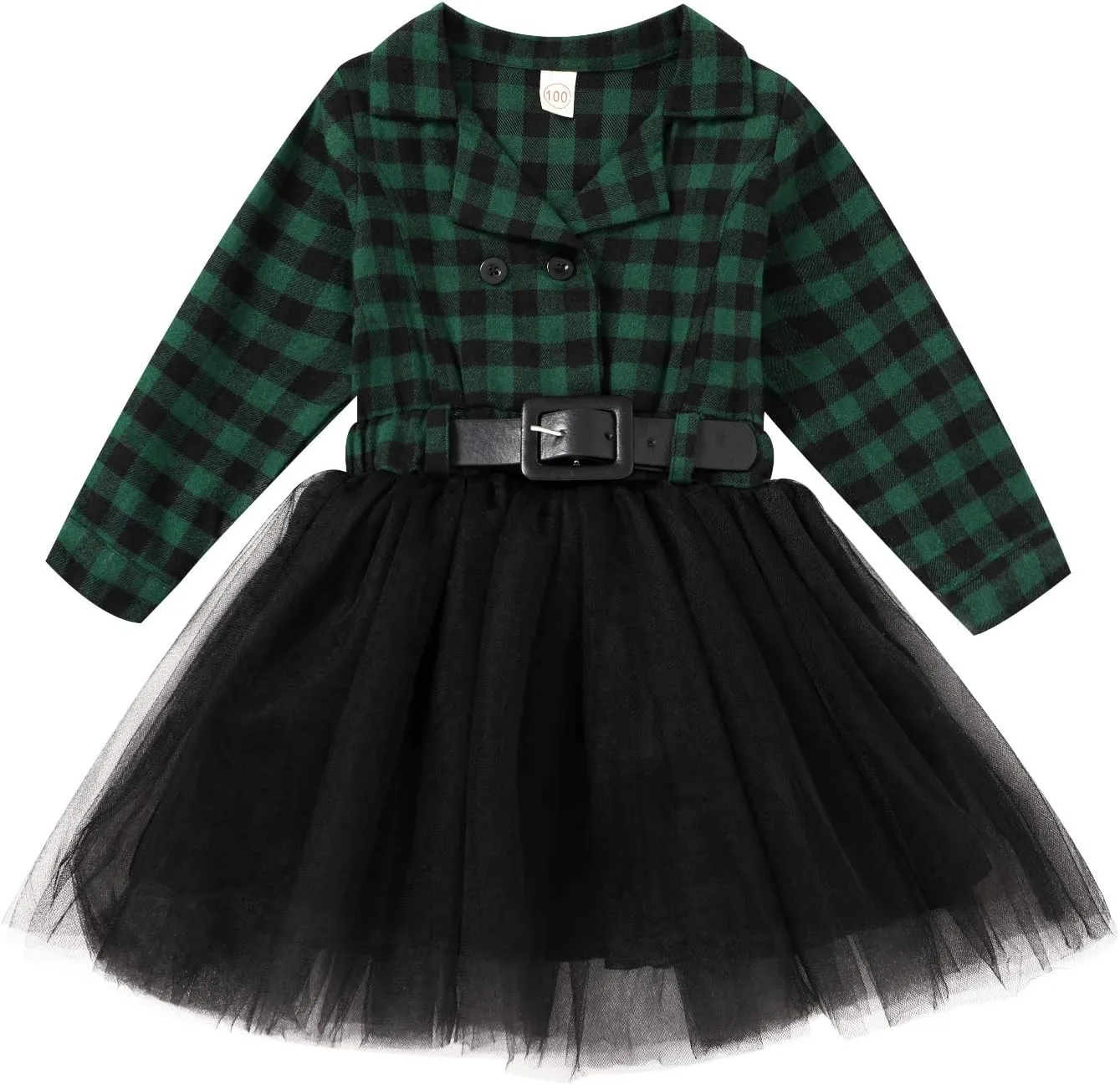 YOUNGER STAR Little Baby Girl Black and White Dress Buffalo Plaid Tutu Skirt Party Princess Formal Outfit Clothes