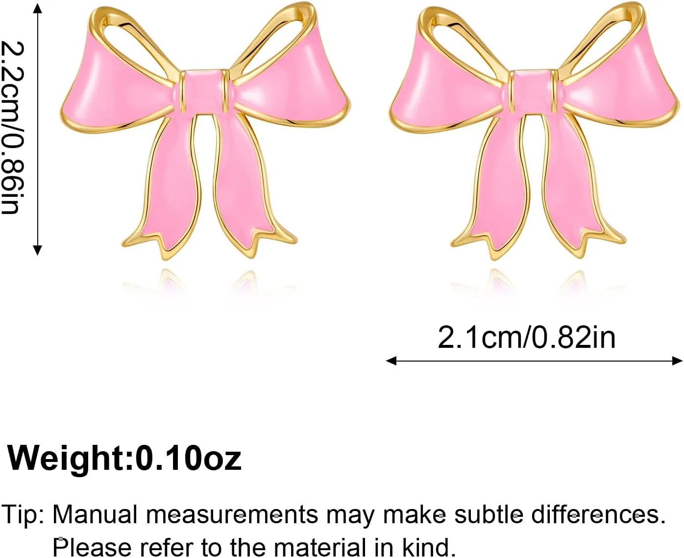 YUJIE Gold Bow Earrings for Women Teen Pink Bowtie Dainty Long Tassel Drop Stud Trendy Statement Jewelry Gift